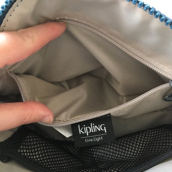 Kipling Zadok Night Teal Tonal Cosmetic Pencil Case Pouch Bag Accessory nwt - Picture 15 of 15